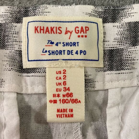 Gap Khakis Shorts Women's 2 Gray Geometric Print Chino Preppy Casual Summer - Picture 6 of 10
